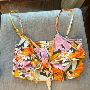 Aerie Floral Summer Crop Top Front Tie